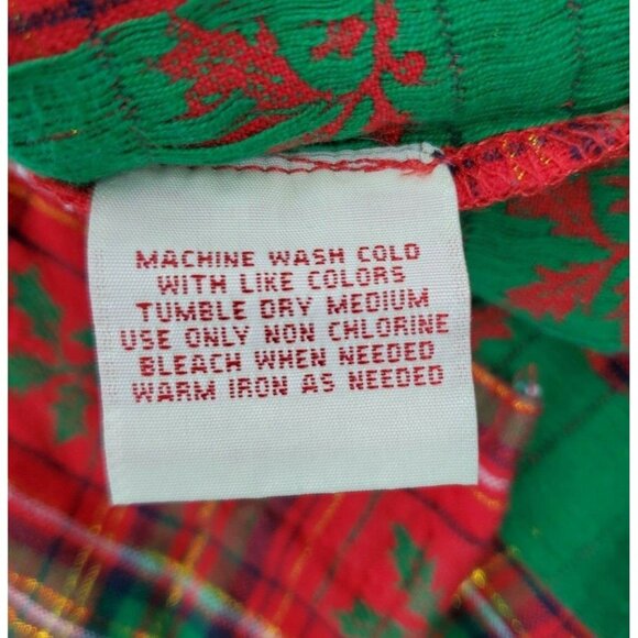 Basic Edition Holiday Mistletoe Thick Collar Button Up Red Green Large Shirt - Picture 9 of 10